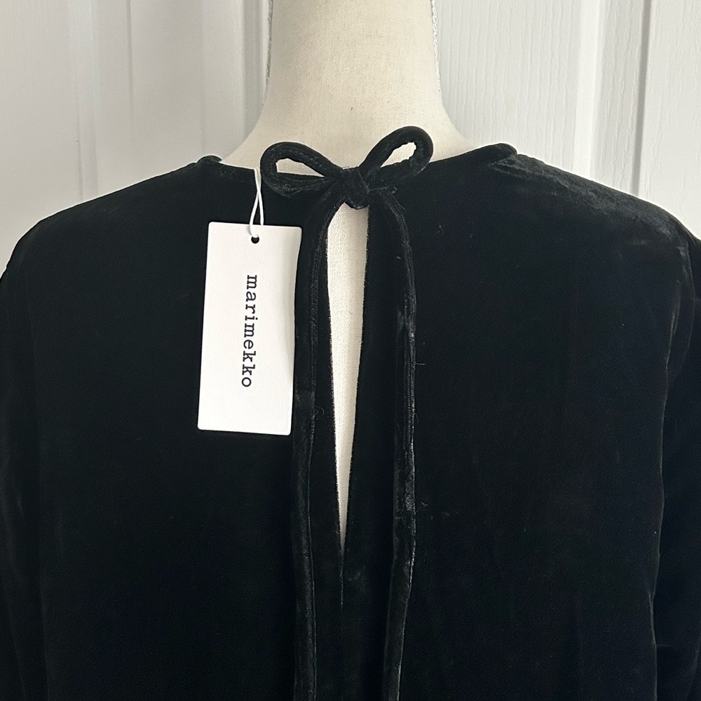 NWT MARIMEKKO, Black Velvet, Midi Dress, Size 36 - Picture 2 of 4